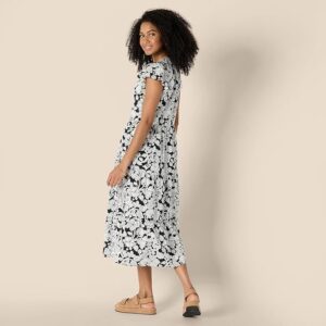 Amazon Essentials Women's Relaxed-Fit Cotton Sateen Crewneck Tiered Midi Dress - betrendyfashion.com