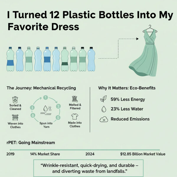 I turned 12 plastic bottles into my favorite dress - info graphic - betrendyfashion.com